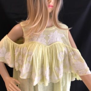 Free People cold shoulder yellow top